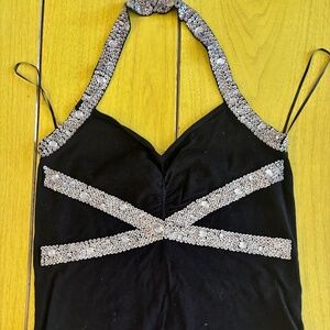 vintage sequin halter top , sweater material